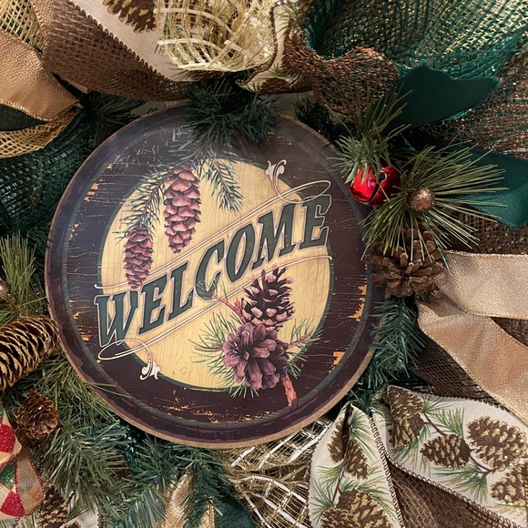 Christmas “WELCOME” wreath, Christmas door wreath, Holiday wreath 26” very luxe - Picture 4 of 11